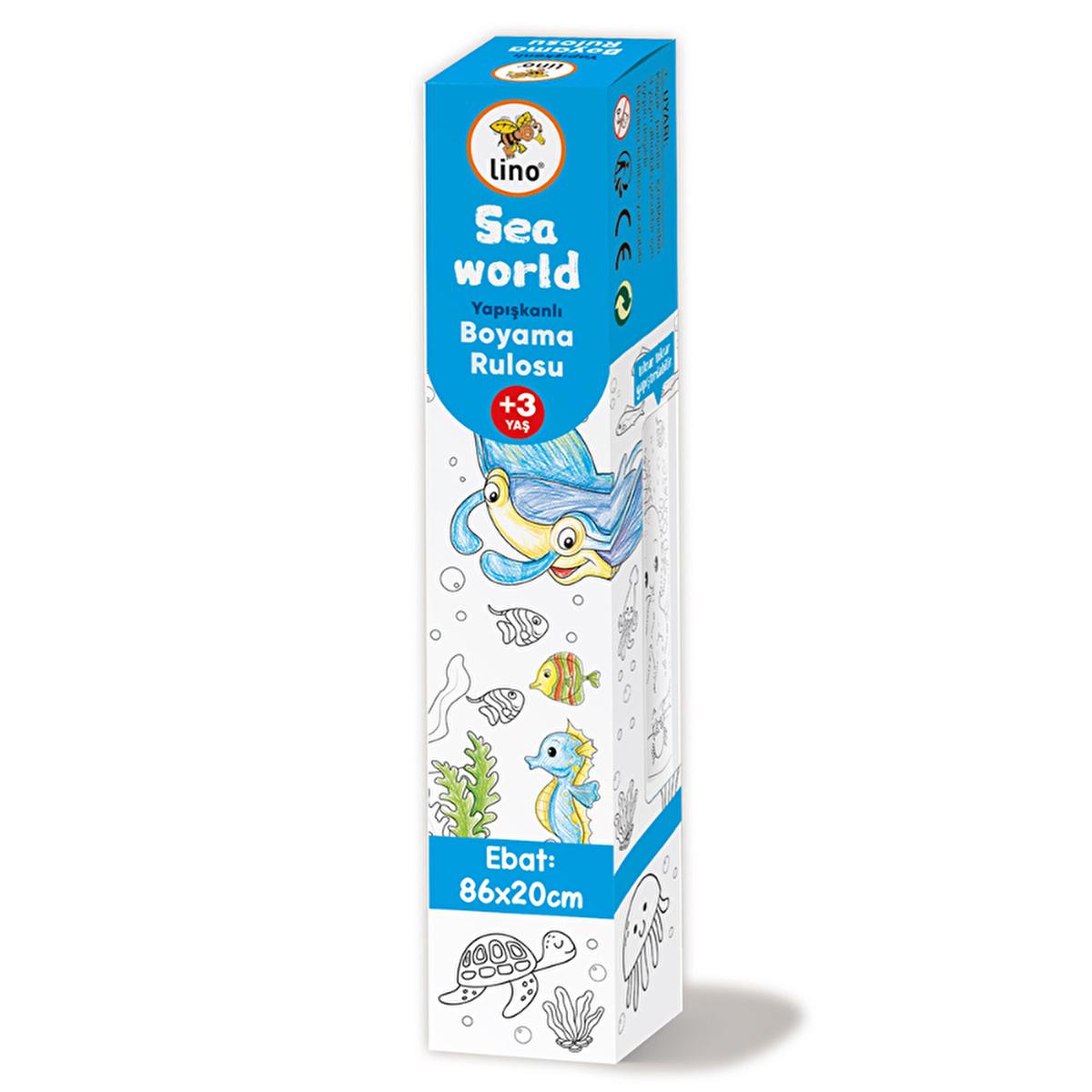 Lino - Reusable Sticky Sea World Coloring Roll for Kids, Educational & Fun Creative Play, 33.86 x 7.87 inches