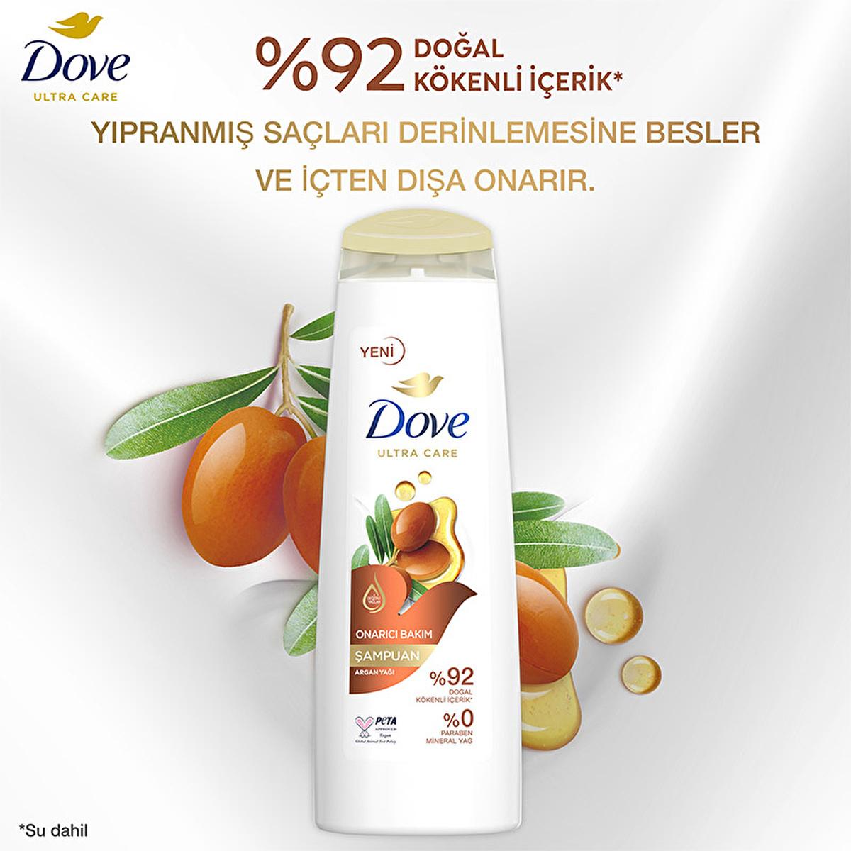 Dove Argan Oil Repair Shampoo - Deeply Nourishes Damaged Hair, Vegan & Natural - Paraben Free, Sustainable & Moisturizing - 13.53 fl oz