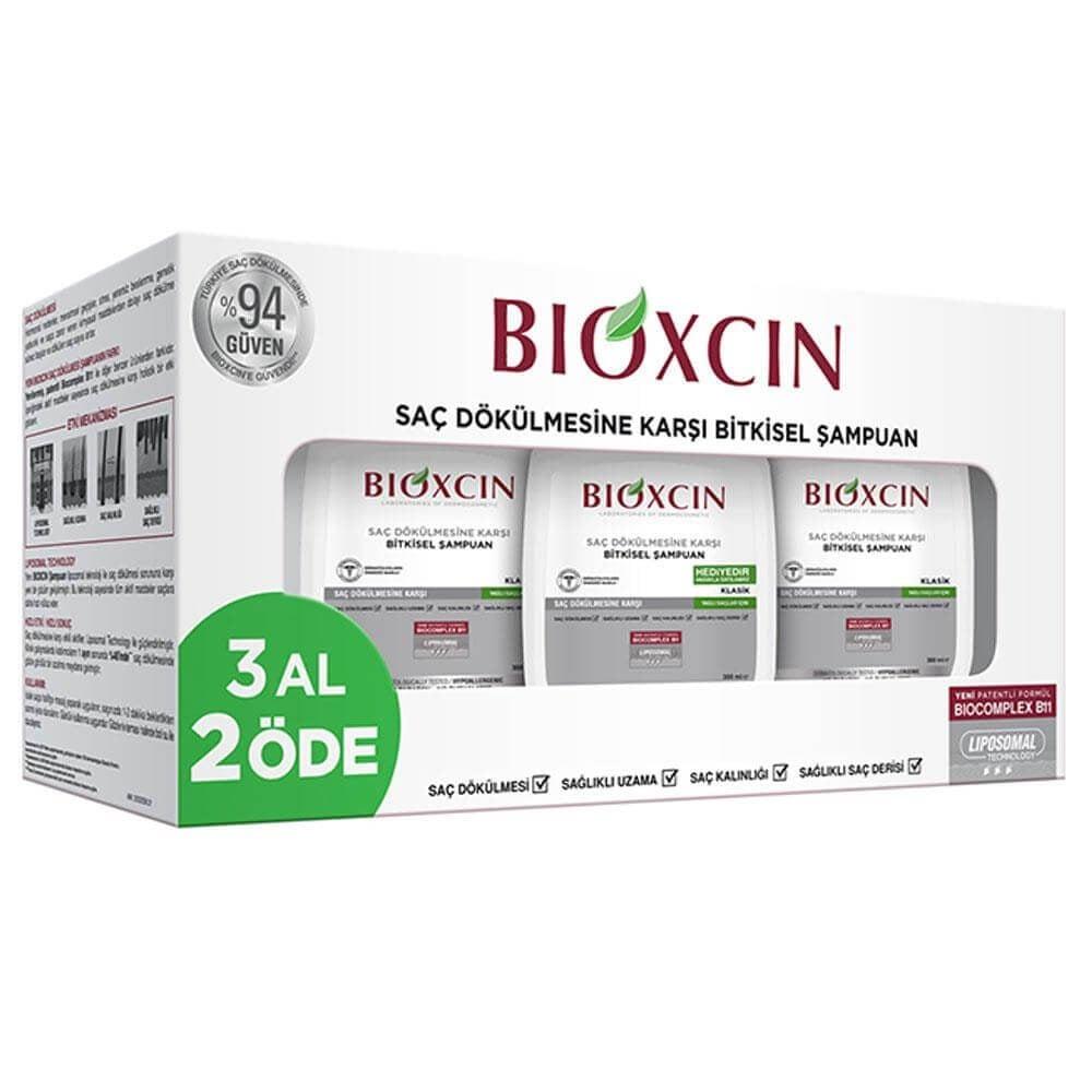 Bioxcin Klasik Shampoo for Oily Hair, Anti Hair Loss, 3x300ml - Gentle, Paraben-Free, Genesis Technology