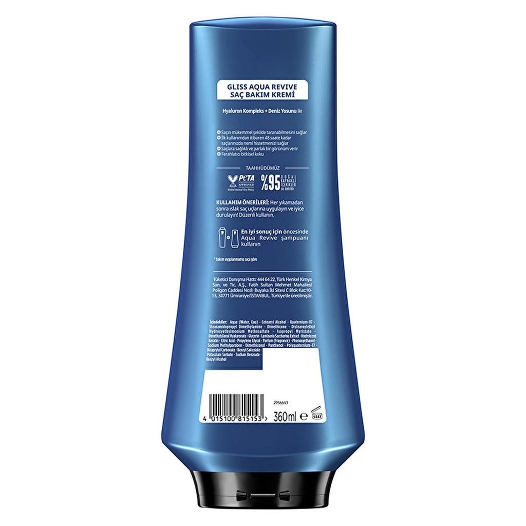 Gliss Aqua Revive Moisturizing Hair Conditioner:  Hyaluron & Seaweed Extract for Dry Hair - Lightweight Hydration, Shine, & Daily Use