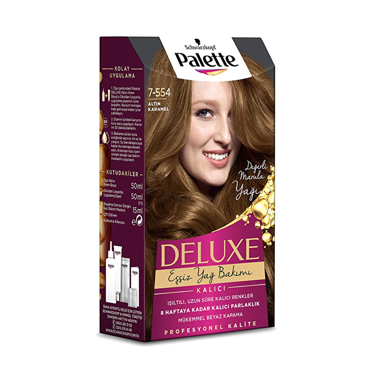 Palette Deluxe 7-554 Golden Caramel Hair Dye: Rich, Long-Lasting Color & Shine - At Home Permanent Hair Color