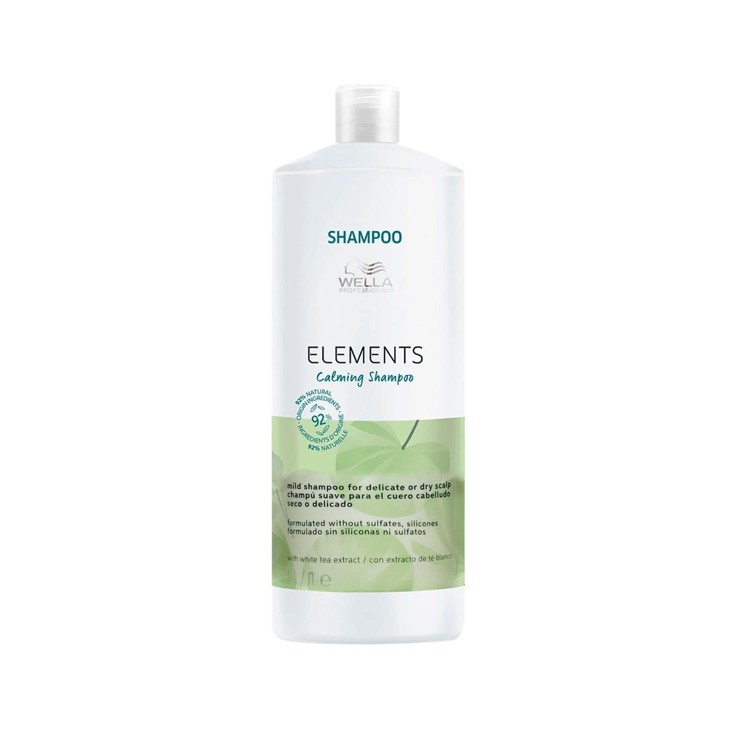 Wella Elements Sulfate-Free Calming Shampoo for Sensitive Scalp - 1000ml Gentle Hair Care