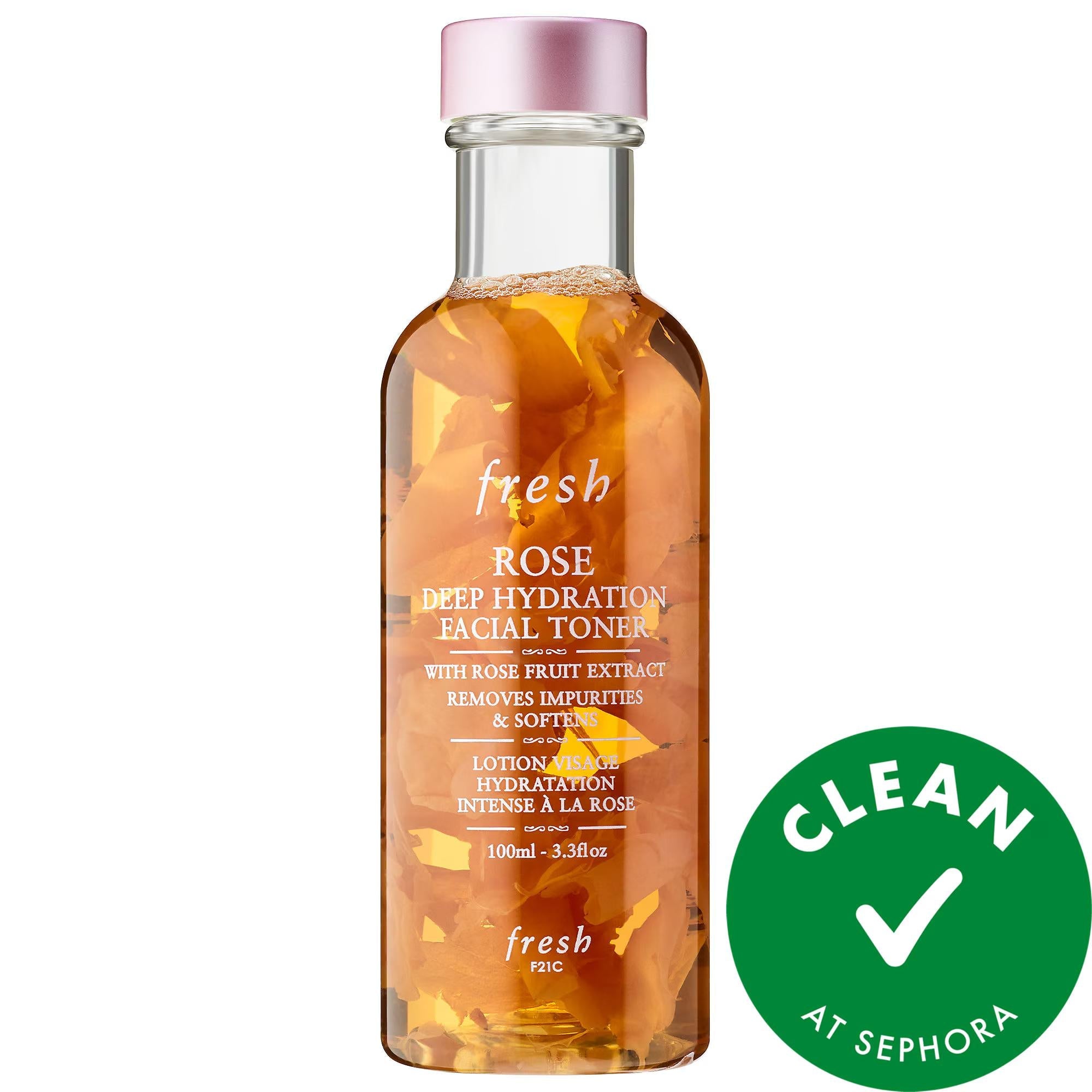 Rose Deep Hydration Facial Toner: Hyaluronic Acid Infused, Alcohol-Free, Minimizes Pores, Hydrates Dry Skin - Fresh