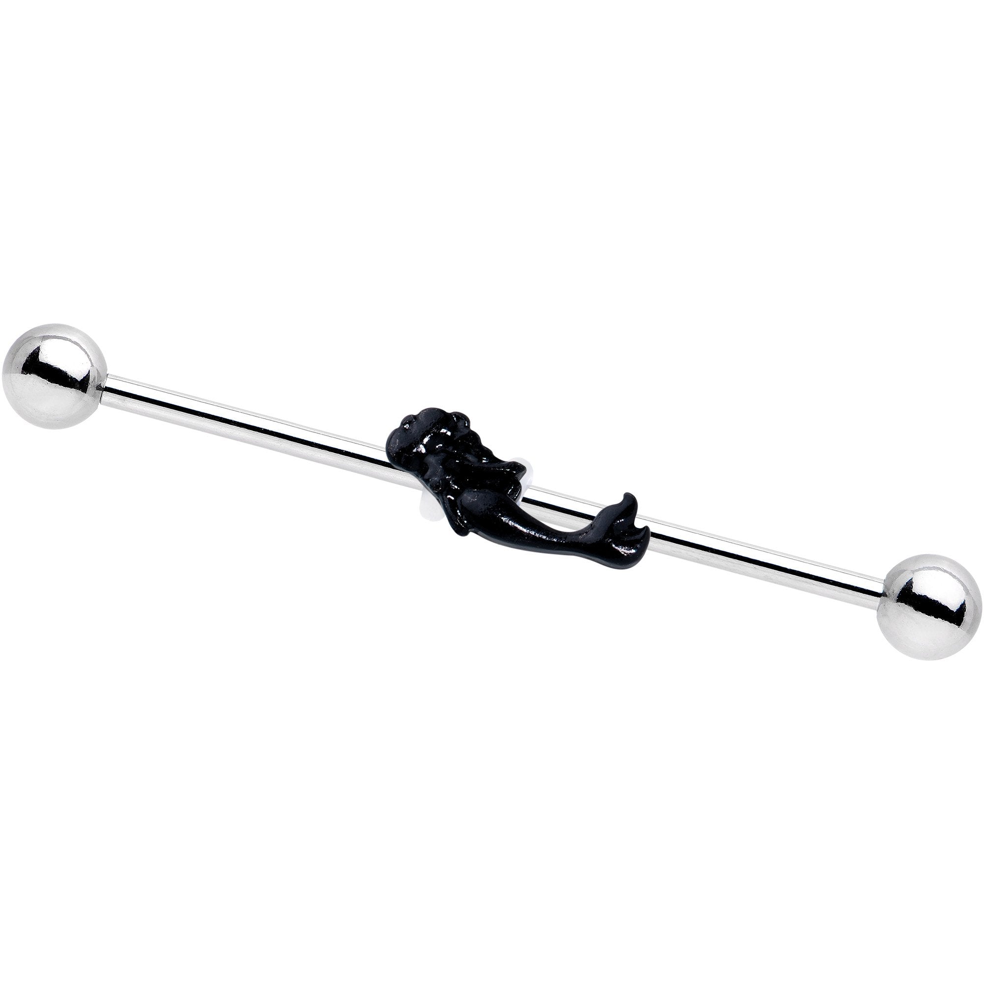 BodyCandy Black Diving Mermaid Industrial Barbell 38mm — main product shot