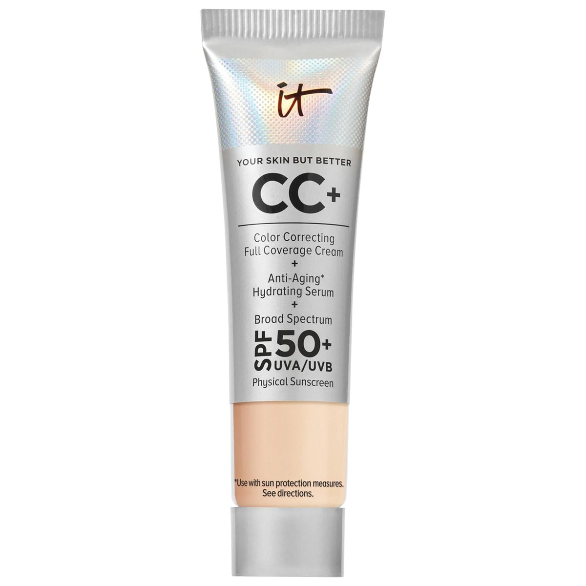 IT Cosmetics CC+ Cream Full Coverage Foundation SPF 50+: Color Correcting, Anti-Aging, Hydrating Sunscreen Foundation for