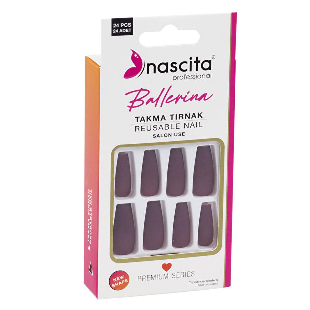 Nascita 24-Piece Colorful Ballerina Artificial Nails Set - Reusable & Easy to Apply Temporary Nail Decoration by Beauty Care