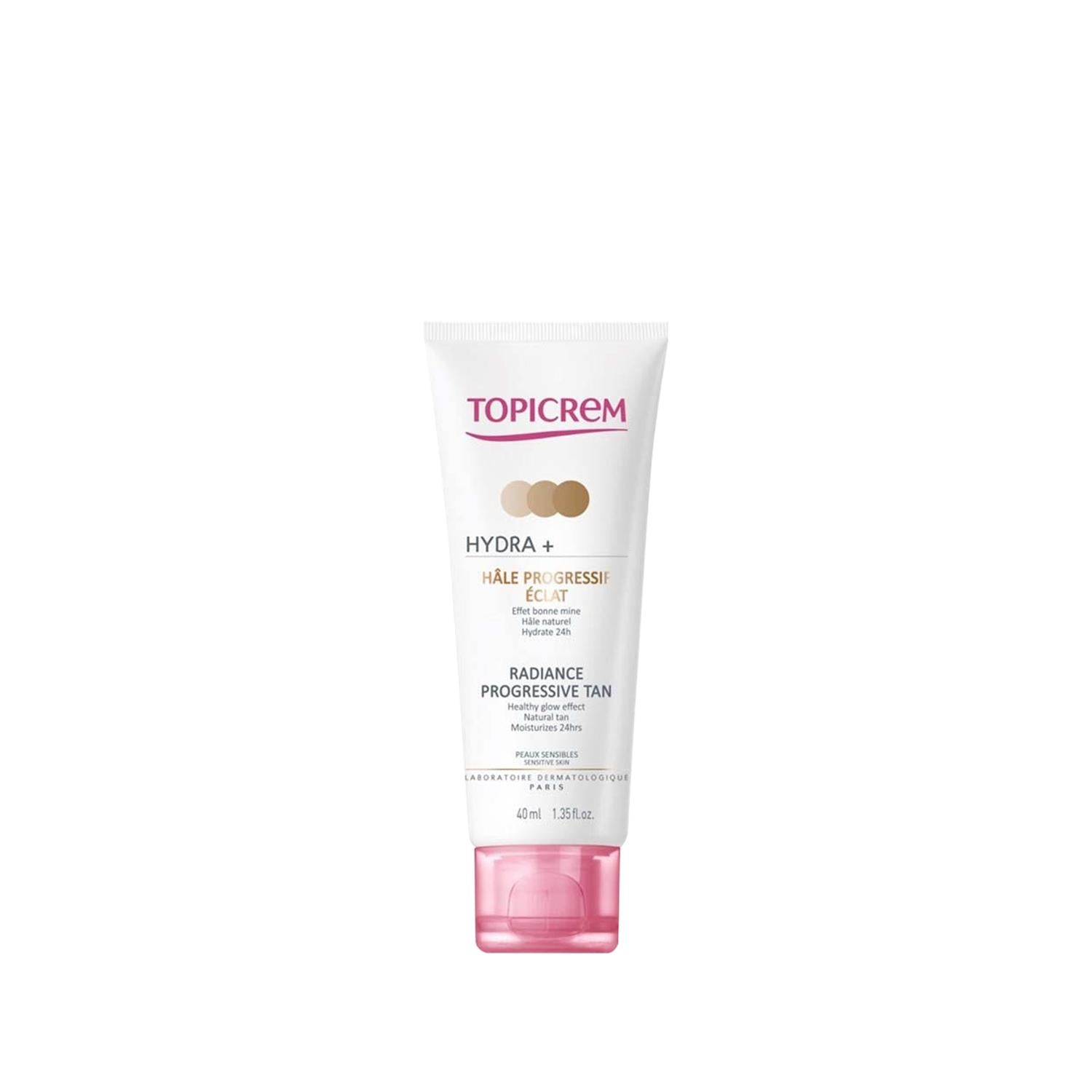 Topicrem Hydra Radiance Progressive Tan - Gradual Tanning & Hydrating Solution for Natural-Looking Glow, 40ml