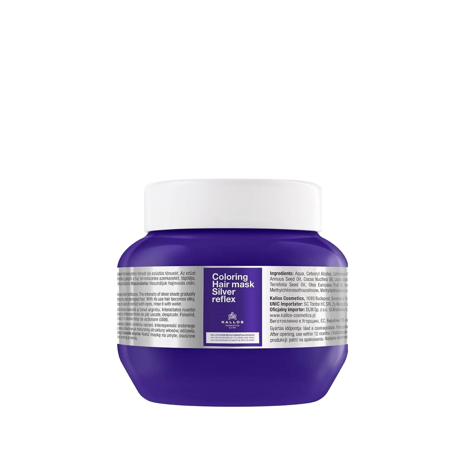 Kallos Cosmetics Purple Hair Mask - Anti-Brassy Treatment for Blonde & Grey Hair, 9.30 fl oz