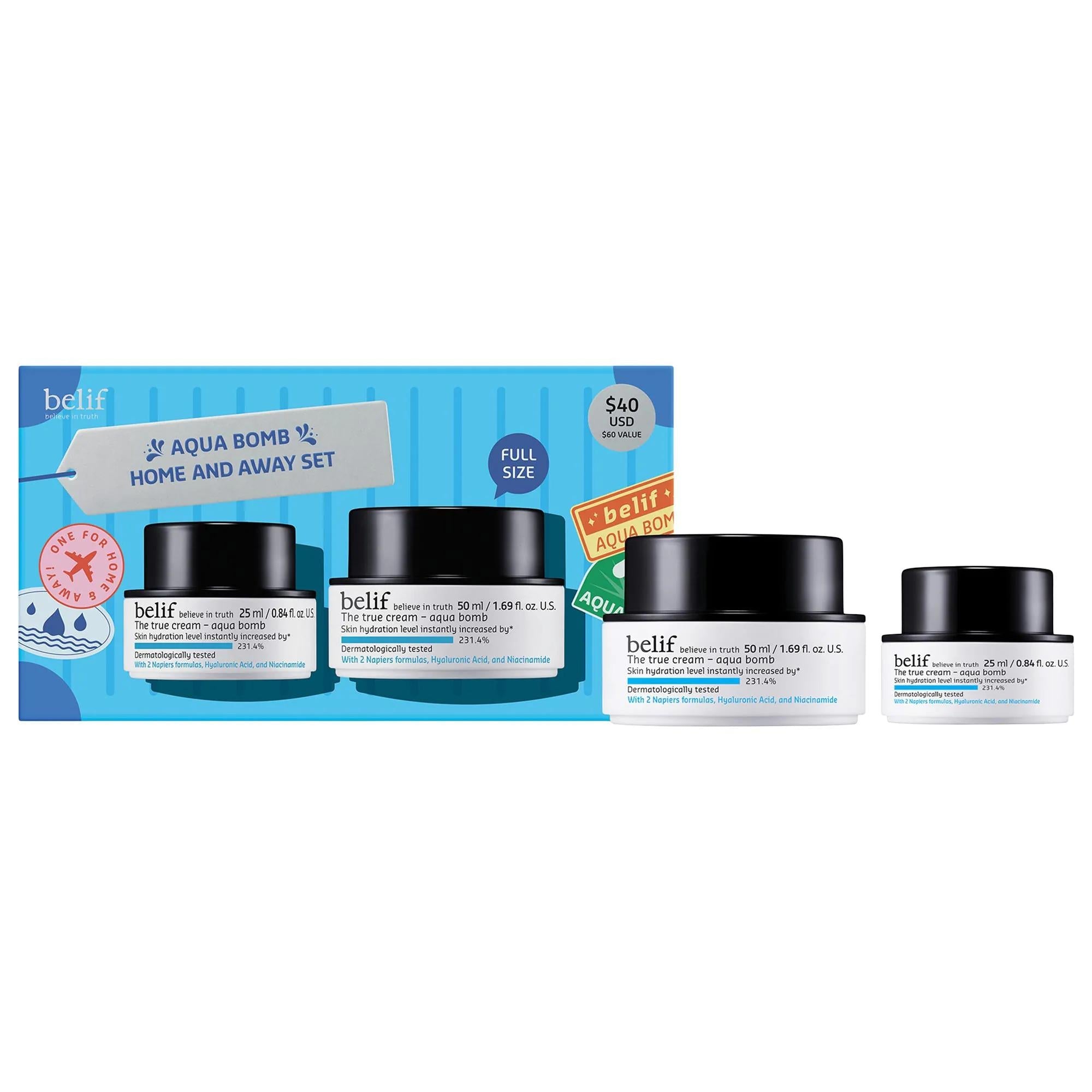 Aqua Bomb Skincare Set - Hydrating Moisturizer with Hyaluronic Acid & Niacinamide