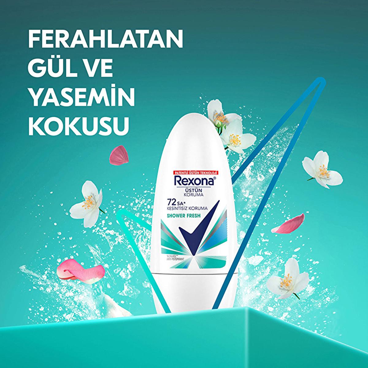 Rexona Shower Fresh Roll-On Deodorant - 72 Hour Odor & Wetness Protection for Women | Long Lasting Antiperspirant