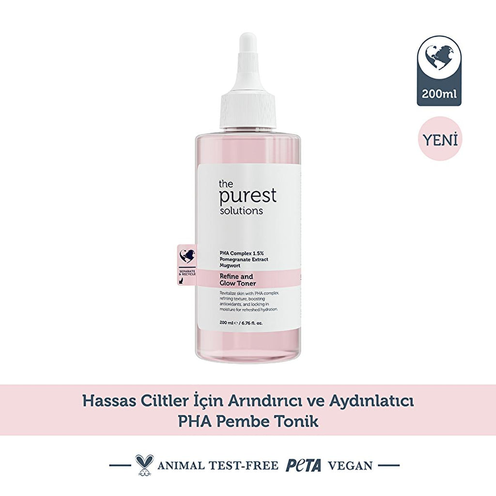 The Purest Solutions PHA Toner for Sensitive Skin - 200ml Natural Skincare with Antioxidants