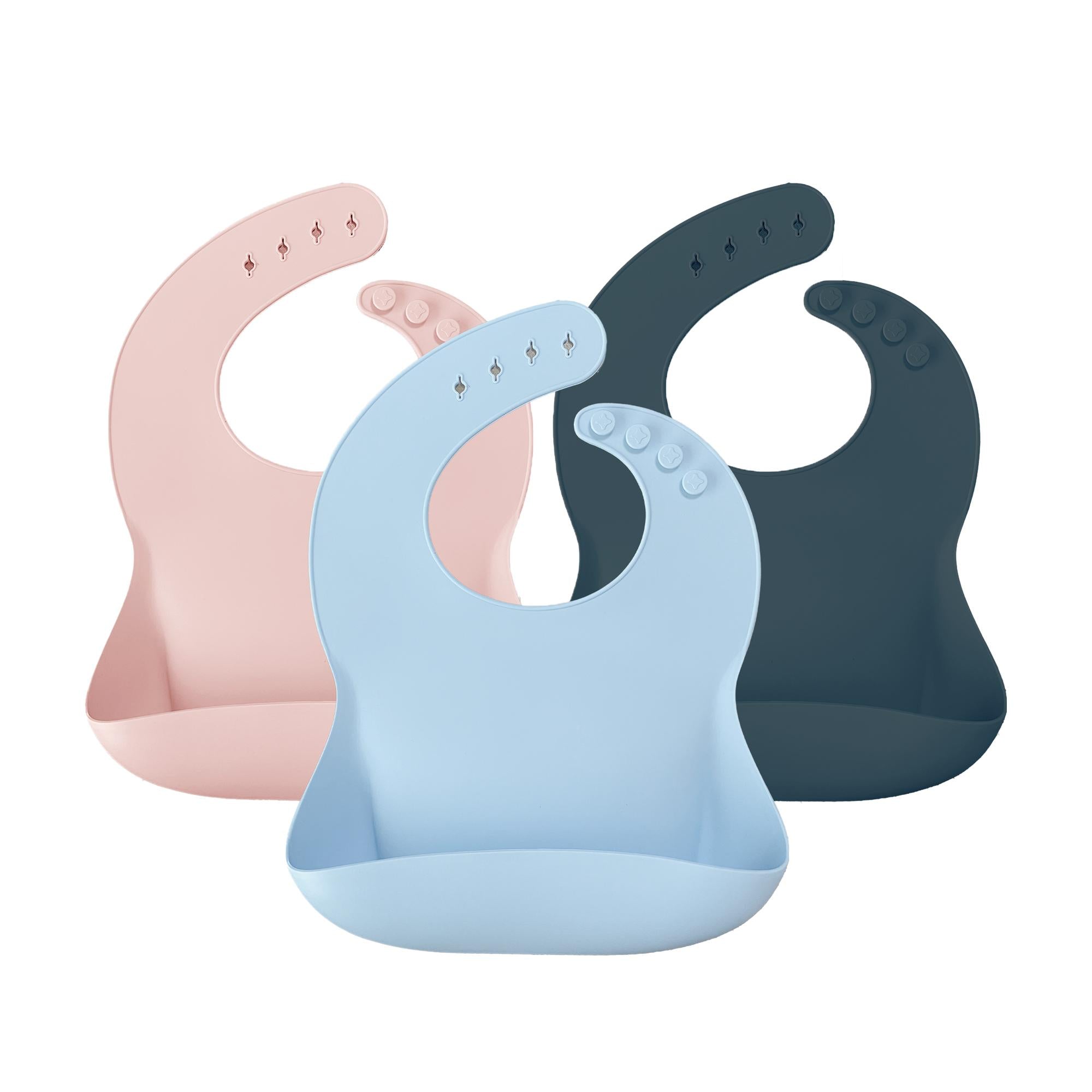 OiOi Basics Adjustable Silicone Baby Bib - Easy Clean, Comfortable, and Durable Feeding Essential for Parents