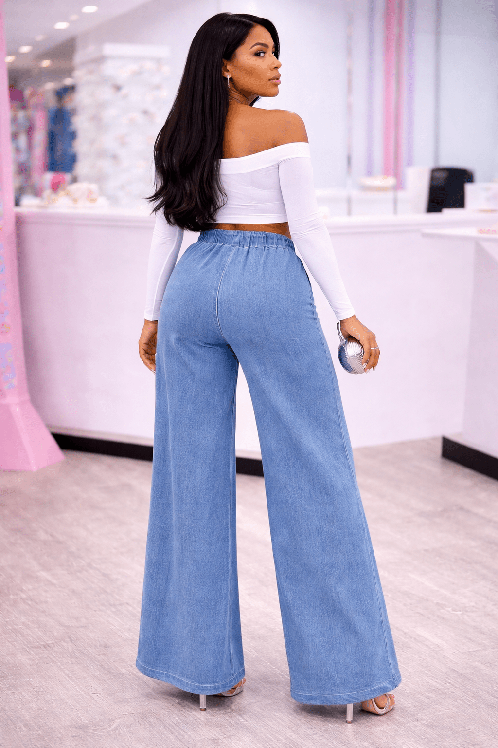 Jackie Jogger Demin Detail Pants With Adjustable Pant Drawstring