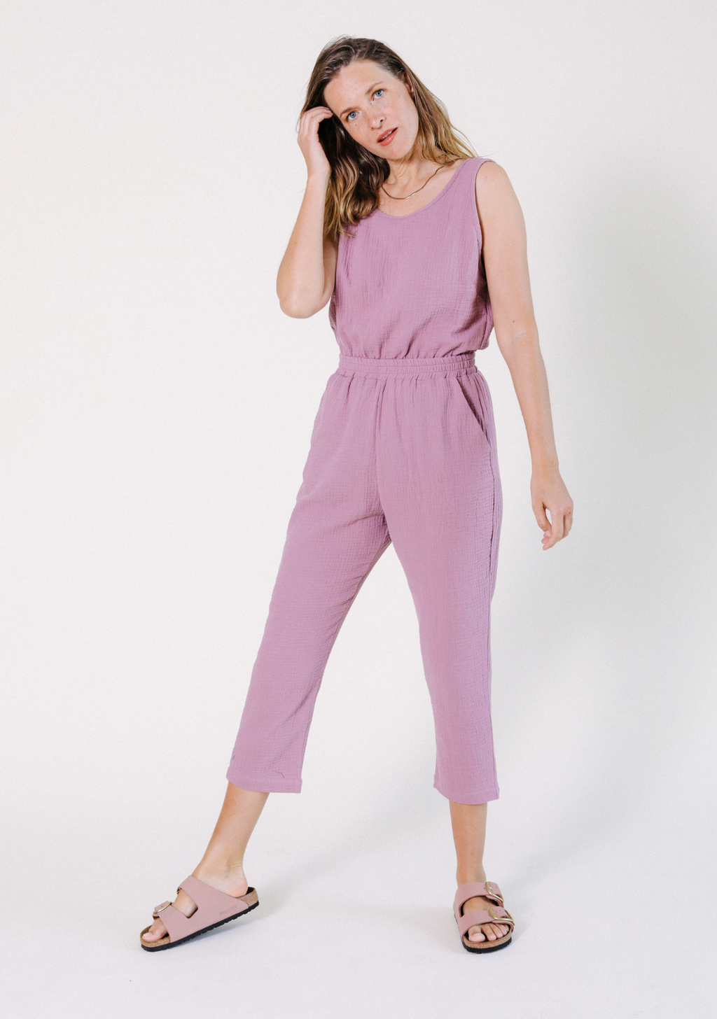 WONENA POPLINEN Jameela Organic Cotton Jumpsuit - Ginger — construction detail