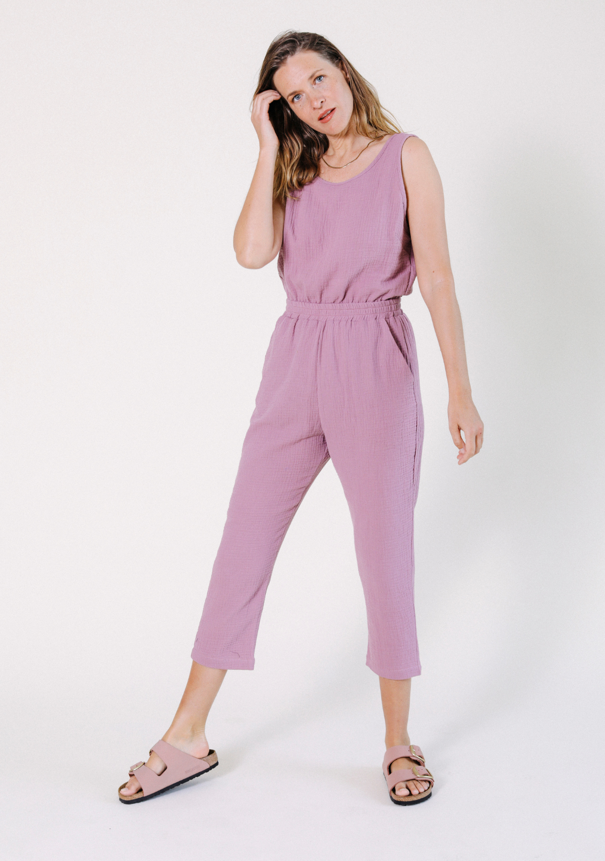 WONENA POPLINEN Jameela Organic Cotton Jumpsuit - Ginger — construction detail
