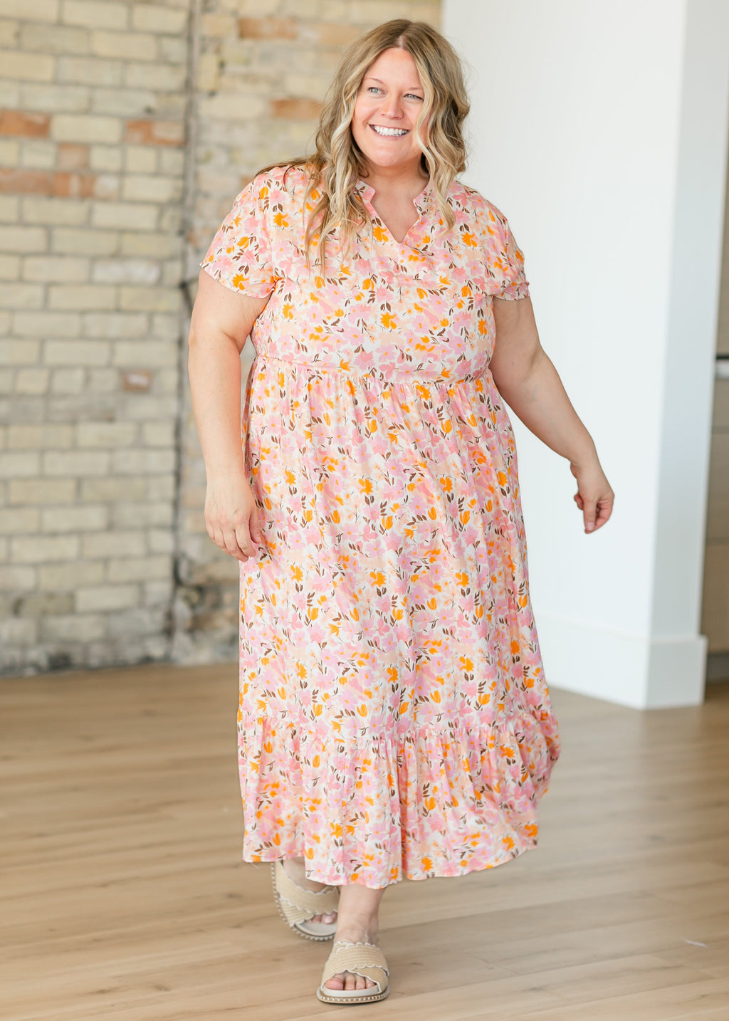 Inherit Co. Jaydrien Floral Flutter Sleeve Midi Dress - FINAL SALE — detail close-up