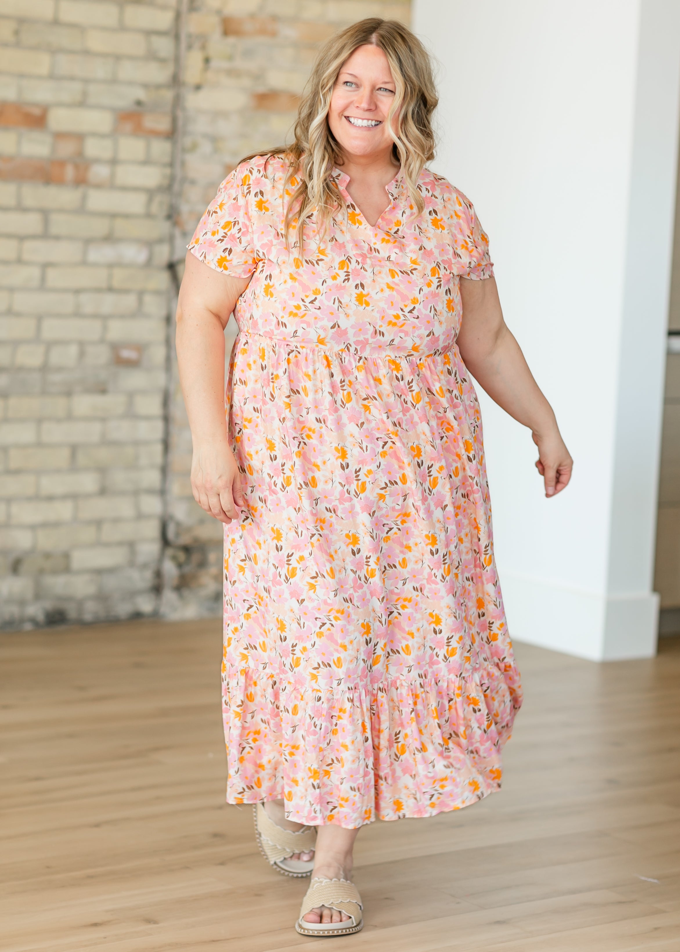 Inherit Co. Jaydrien Floral Flutter Sleeve Midi Dress - FINAL SALE — detail close-up