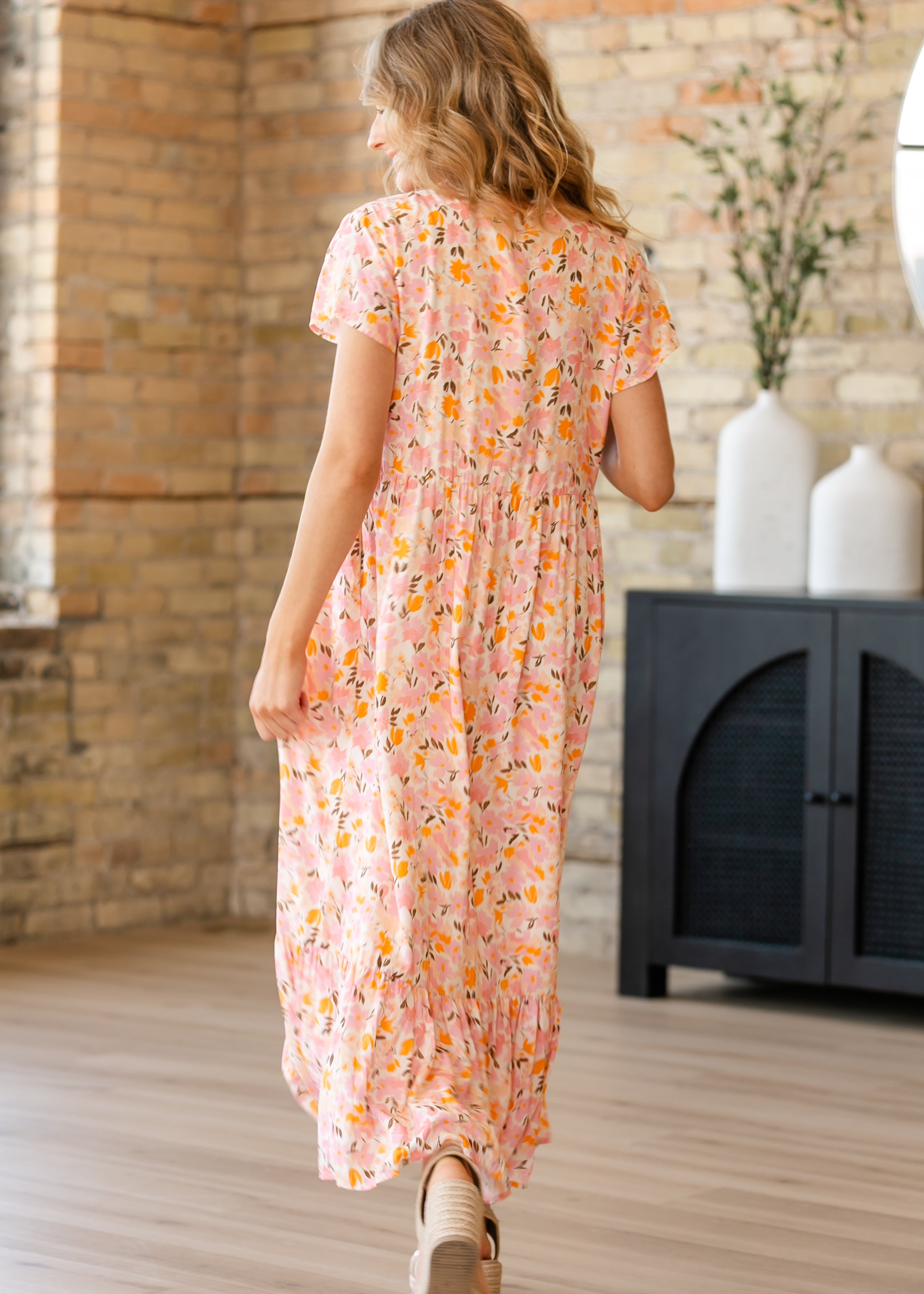 Inherit Co. Jaydrien Floral Flutter Sleeve Midi Dress - FINAL SALE — fabric or material detail