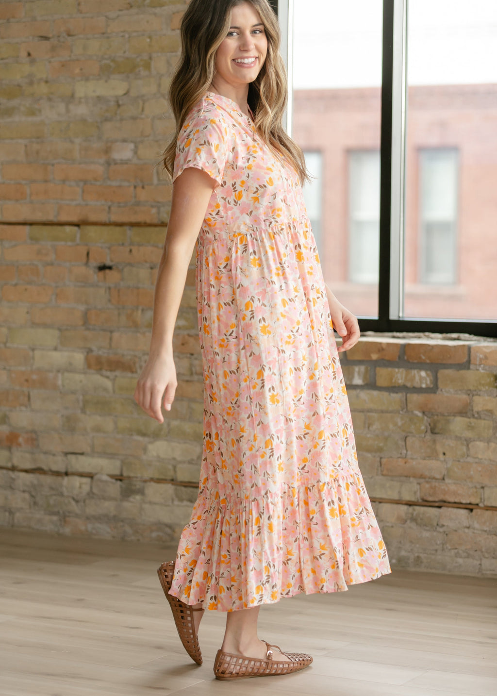 Inherit Co. Jaydrien Floral Flutter Sleeve Midi Dress - FINAL SALE — color detail