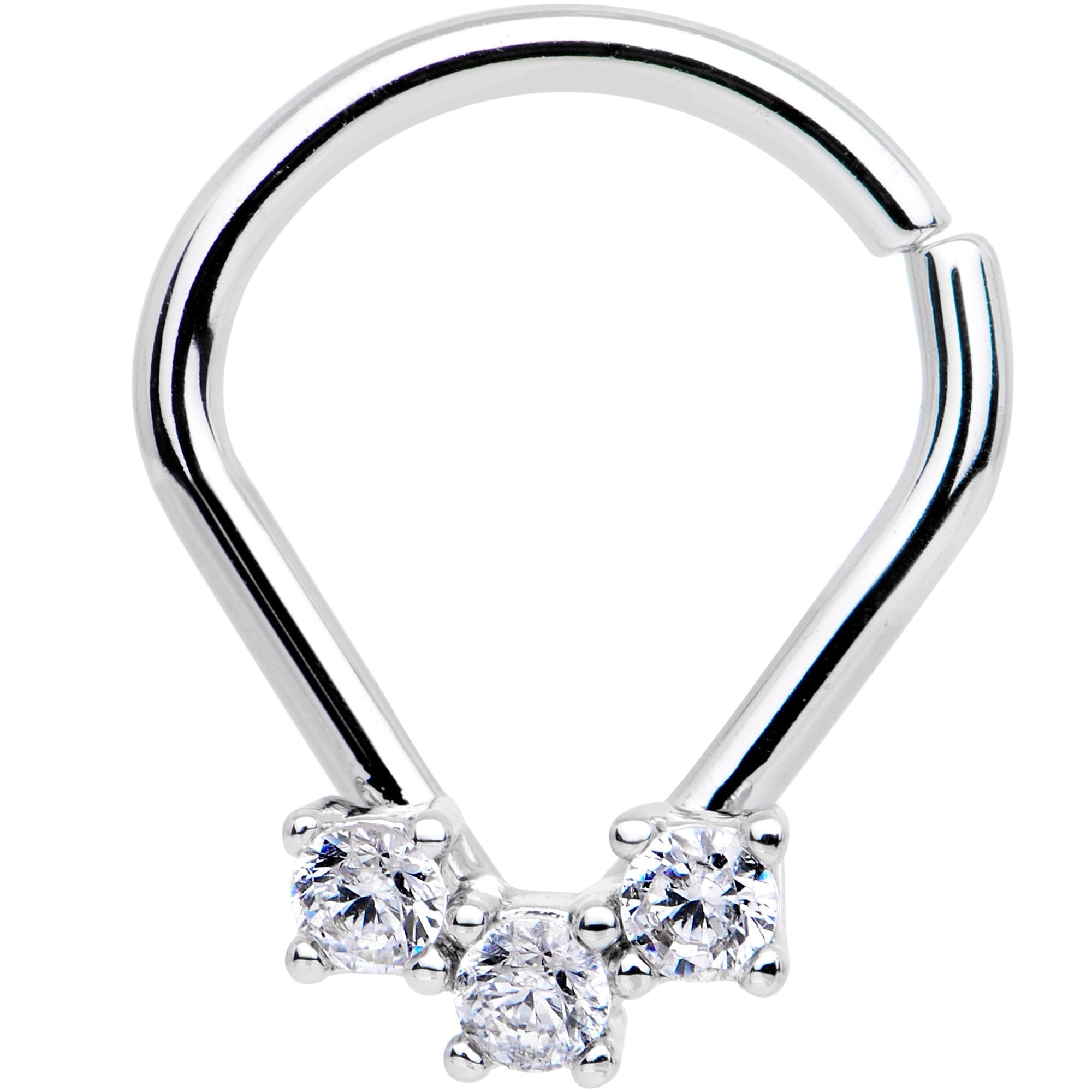 BodyCandy 16G 5/16 Clear CZ Gem Clustered Trio Ellipse Seamless Ring — main product shot