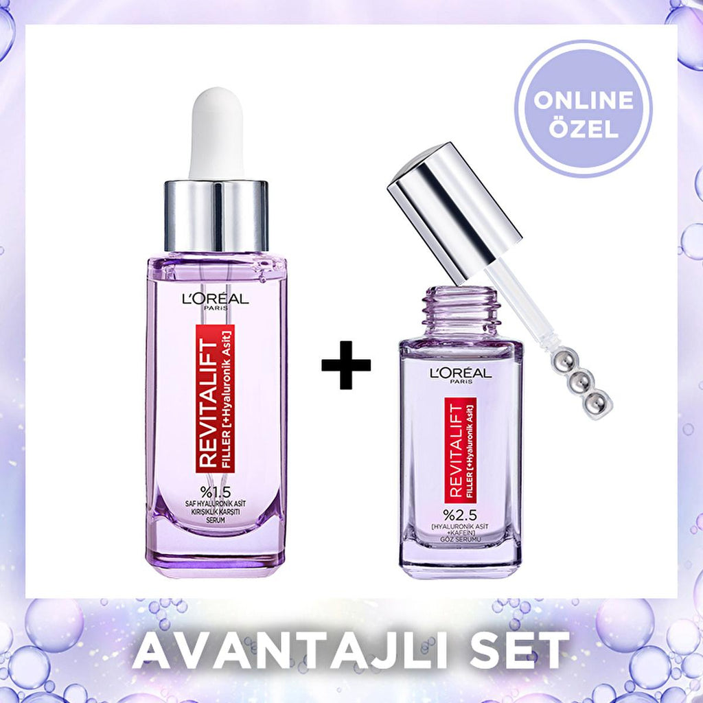 L'Oreal Revitalift: Hyaluronic Acid Anti-Aging Serum Set - Reduce Wrinkles, Dark Circles & Deeply Hydrate for Youthful Skin