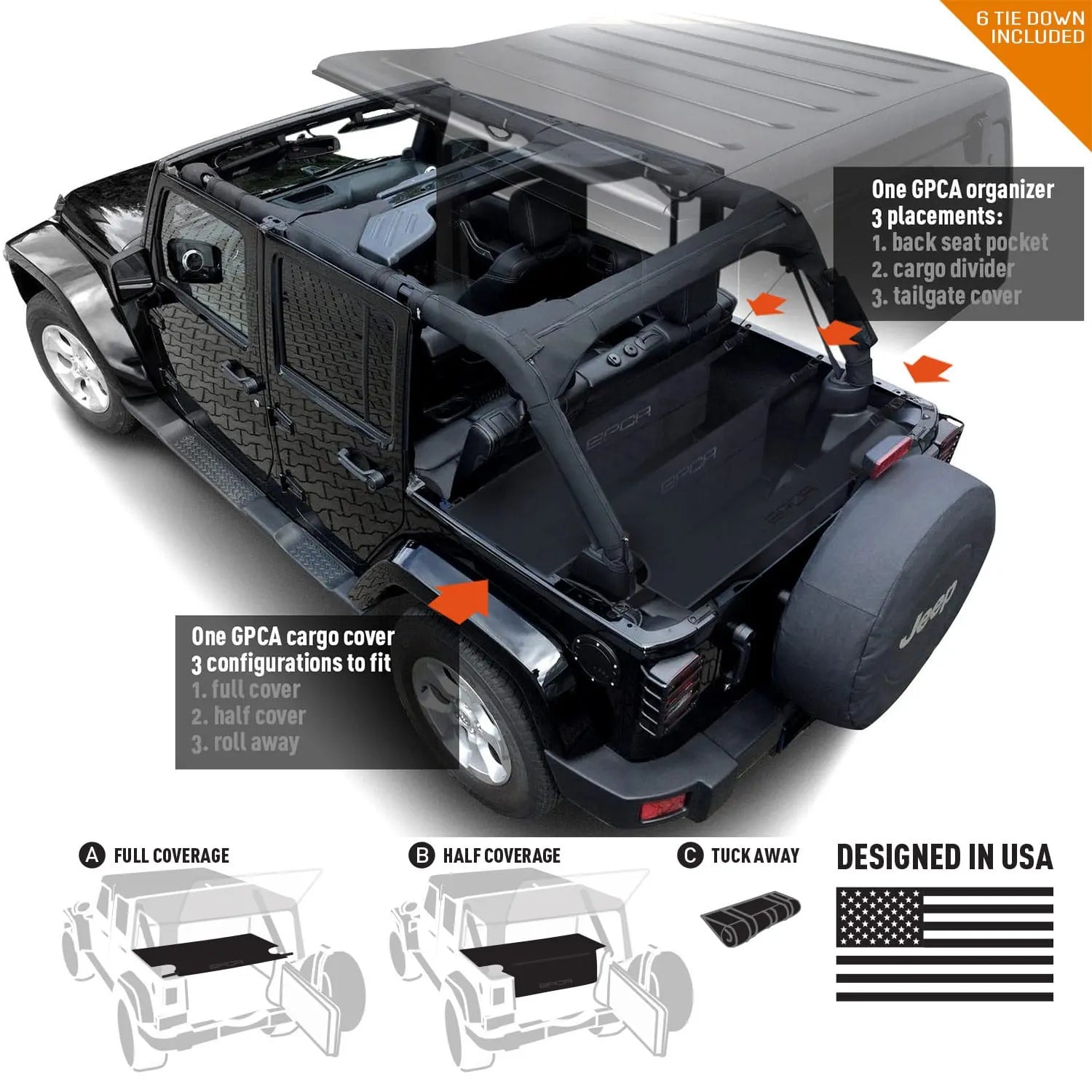 GPCA Jeep Wrangler JK 4DR Cargo Freedom Pack LITE (2007-2018) — main product shot