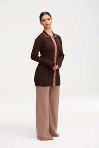 Jenny Ribbed Knit Contrast Trim Top Clothing Veiled 
