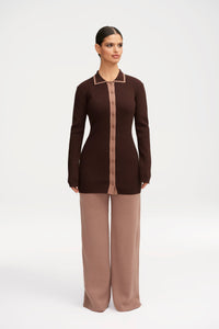 Jenny Ribbed Knit Contrast Trim Top Clothing Veiled 