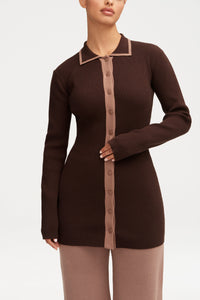 Jenny Ribbed Knit Contrast Trim Top Clothing Veiled 