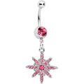 BodyCandy Pink Gem Northern Winters Snowflake Dangle Belly Ring — main product shot