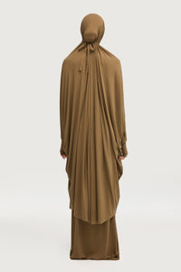Jersey Cupro Prayer Jilbab & Skirt Set - Olive Sets Veiled Collection 