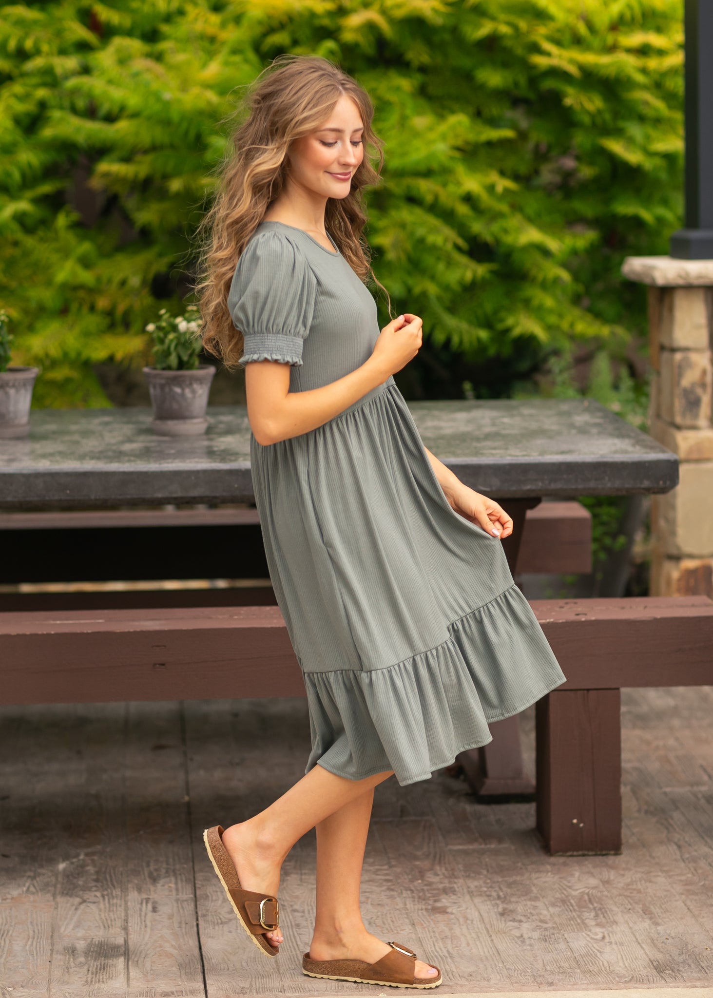 Inherit Co. Jess Short Sleeve Midi Dress - FINAL SALE — back view