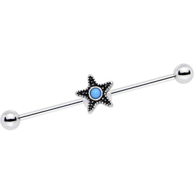 14G Southwestern Blue Orb Starfish Industrial Barbell 1 1/2