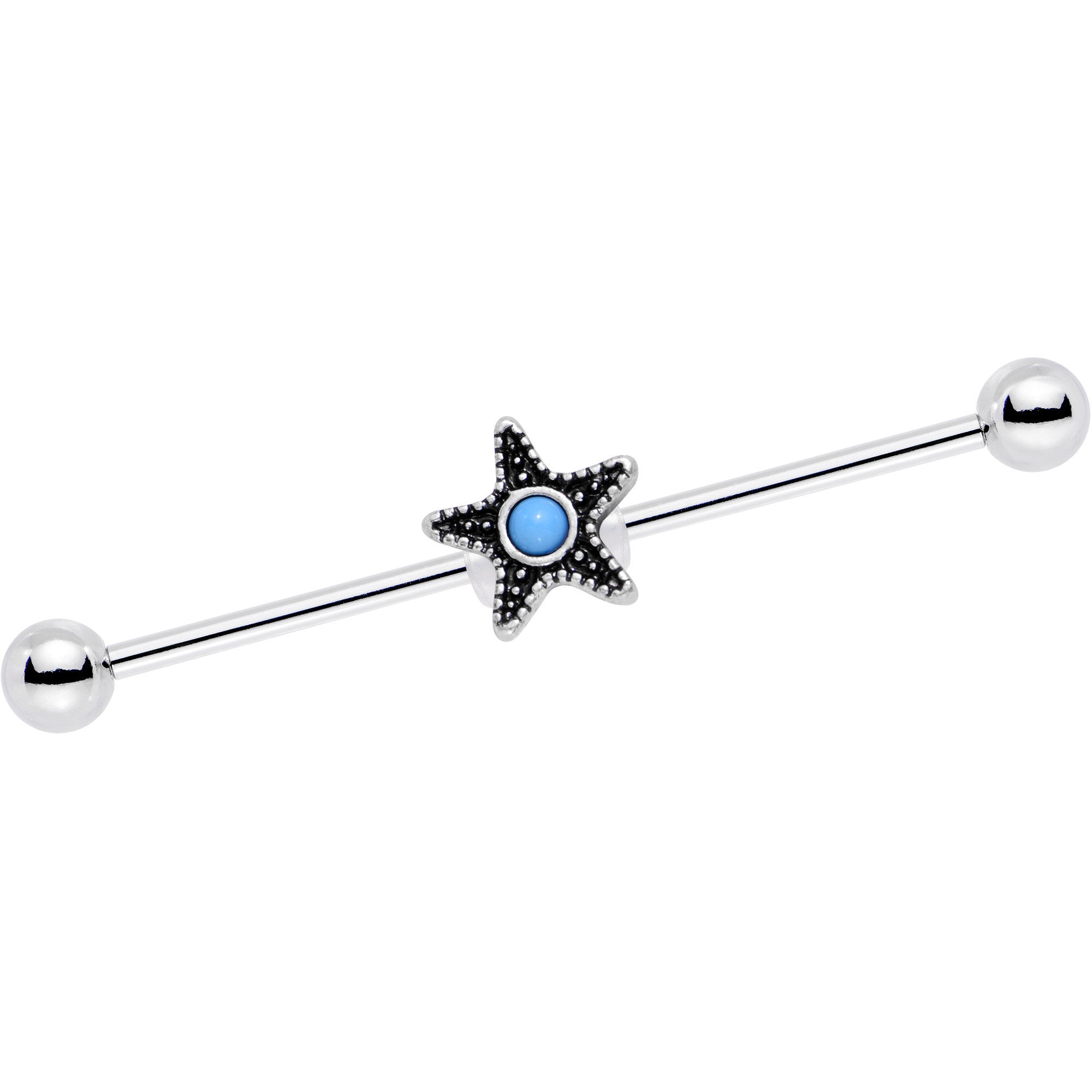 BodyCandy 14G Southwestern Blue Orb Starfish Industrial Barbell 1 1/2 — main product shot