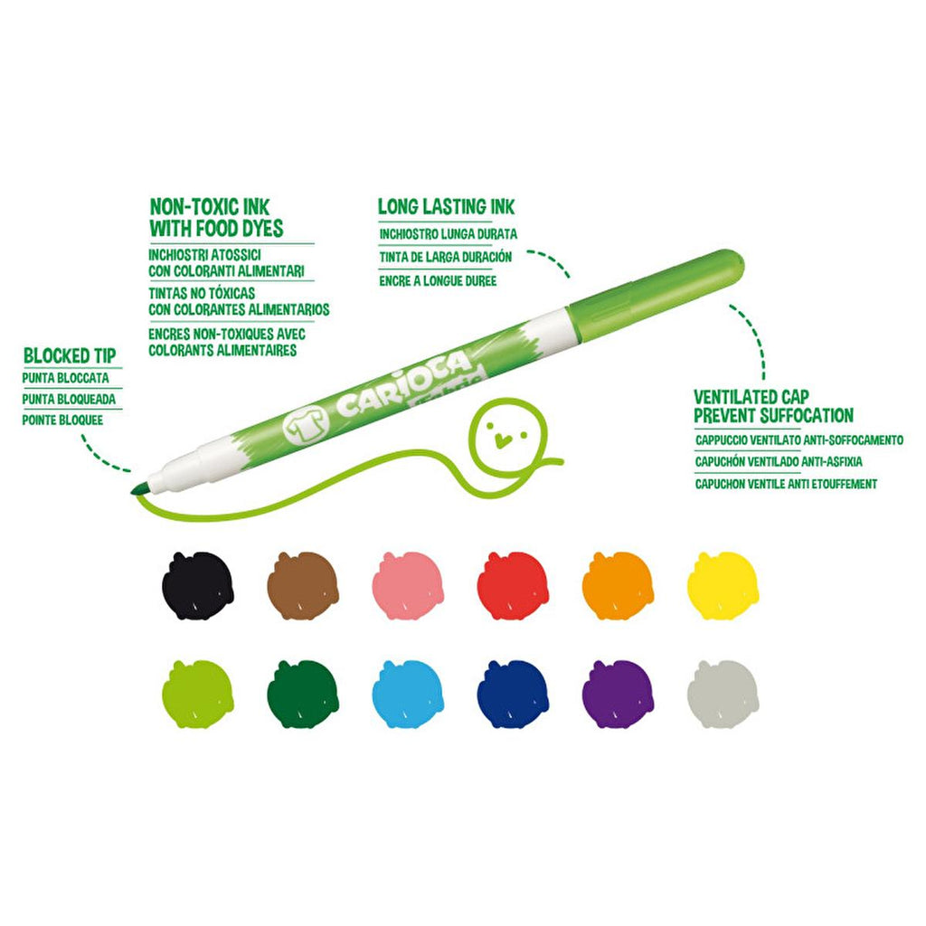Carioca Fabric Paint Markers - 10 Pack, Permanent Fabric Markers for Crafting, Textile Art Supplies
