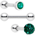 BodyCandy 16G 1/4 Green Faux Opal Inlay Cartilage Tragus Earring 3 Pack Set — main product shot