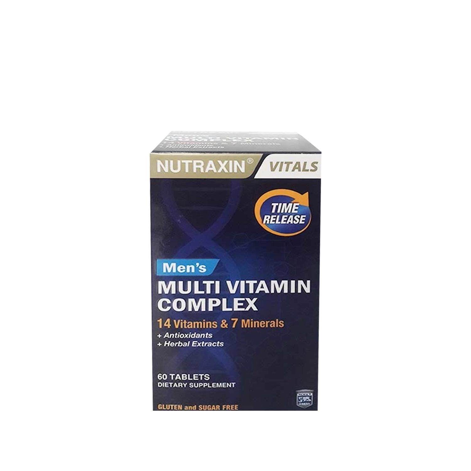 Nutraxin Mens Multivitamin Complex Supplement - 60 Tablets for Men's Health & Wellness