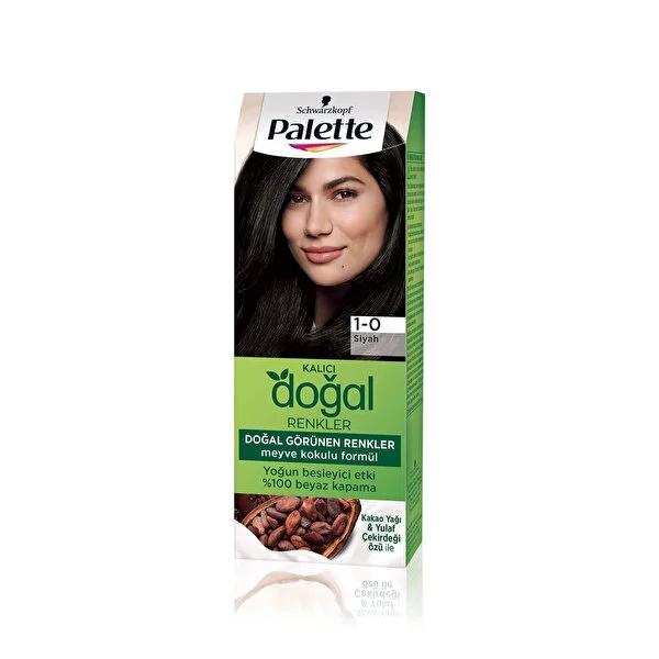 Palette Natural Colors 1-0 Black Hair Dye: Permanent, Argan Oil Enriched for Deep Nourishment & Natural Black Color