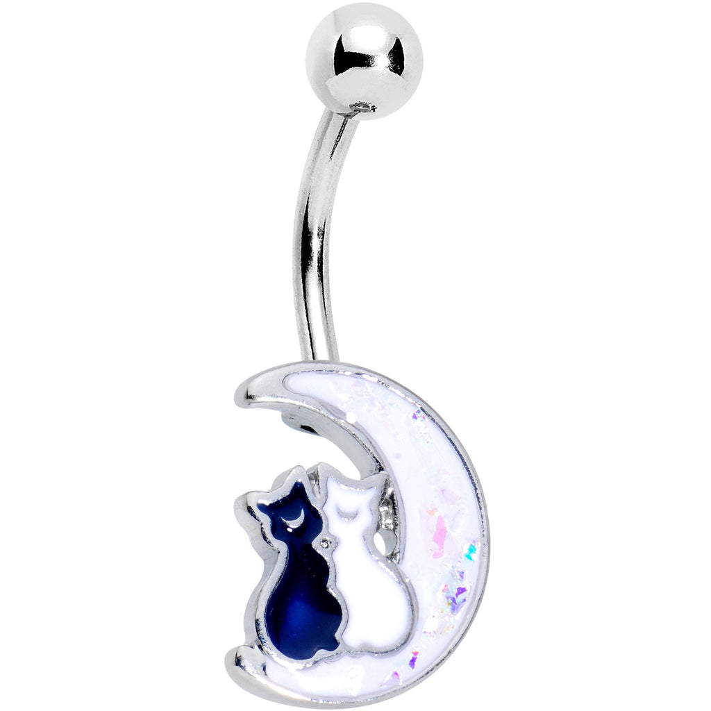 BodyCandy Cuddling Kitties White Moon Belly Ring — detail and construction