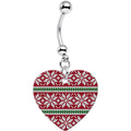 BodyCandy Red Green Christmas Sweater Heart Dangle Belly Ring — main product shot