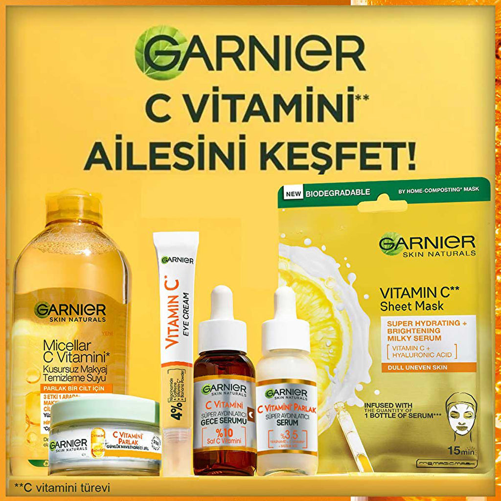 Garnier Vitamin C Face Serum - Brightening & Anti-aging Night Serum with Hyaluronic Acid