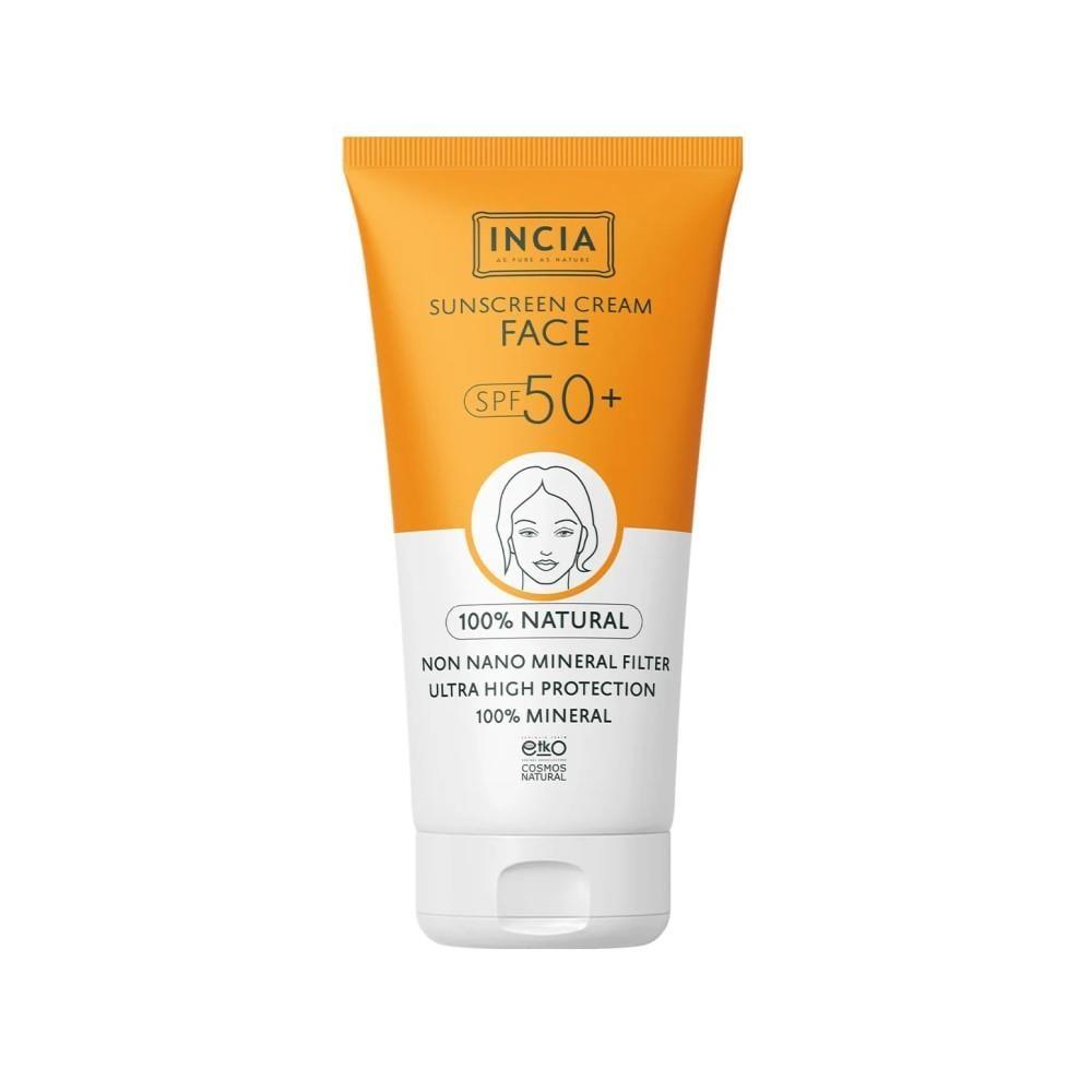 INCIA Natural Sunscreen for Face SPF 50+ - Organic Face Sunscreen for Sensitive Skin, Chemical-Free Sun Protection