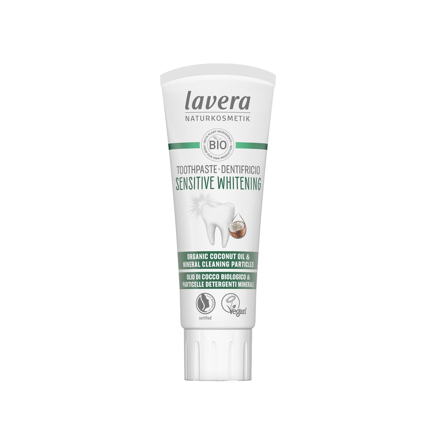 Lavera Whitening Toothpaste for Sensitive Teeth - Natural Gentle Whitening, 2.54 fl oz