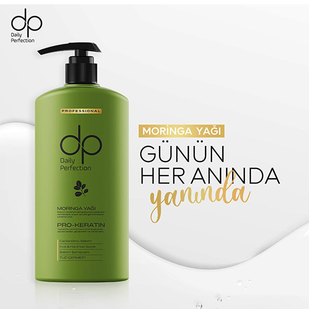 DP Moringa Oil Shampoo: Salt-Free, Keratin & Biotin Infused for Hair Strengthening, Shine & Anti-Hair Loss - 425ml