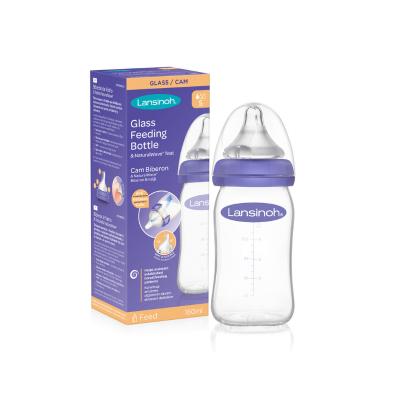 Lansinoh Glass Feeding Bottle 160ml + NaturalWave Bottle Teat Slow Flow