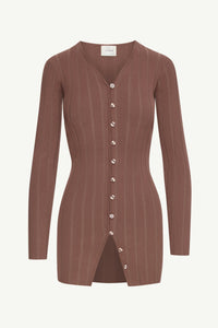 Julie Ribbed Button Down Cardigan Clothing Veiled 