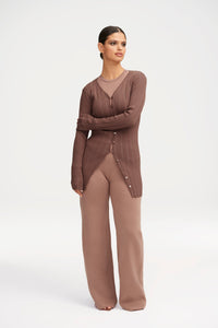 Julie Ribbed Button Down Cardigan Top Clothing Veiled 
