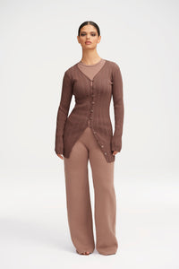 Julie Ribbed Button Down Cardigan Top Clothing Veiled 