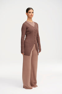 Julie Ribbed Button Down Cardigan Top Clothing Veiled 