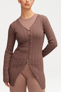 Julie Ribbed Button Down Cardigan Top Clothing Veiled 